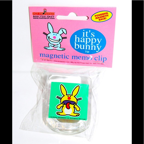 💚3/20$5/25💚HAPPY BUNNY MAGNETIC MEMO CLIP NWT - Picture 1 of 11